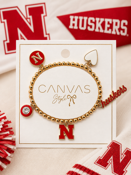NEBRASKA HUSKERS Gold Stretch Bracelet