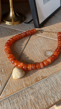 Orange & Marble Heart Beaded Necklace