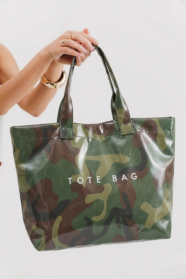 Camouflage Glossy Pu Leather Tote Bag
