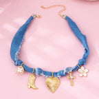 Western Denim Charm Necklace