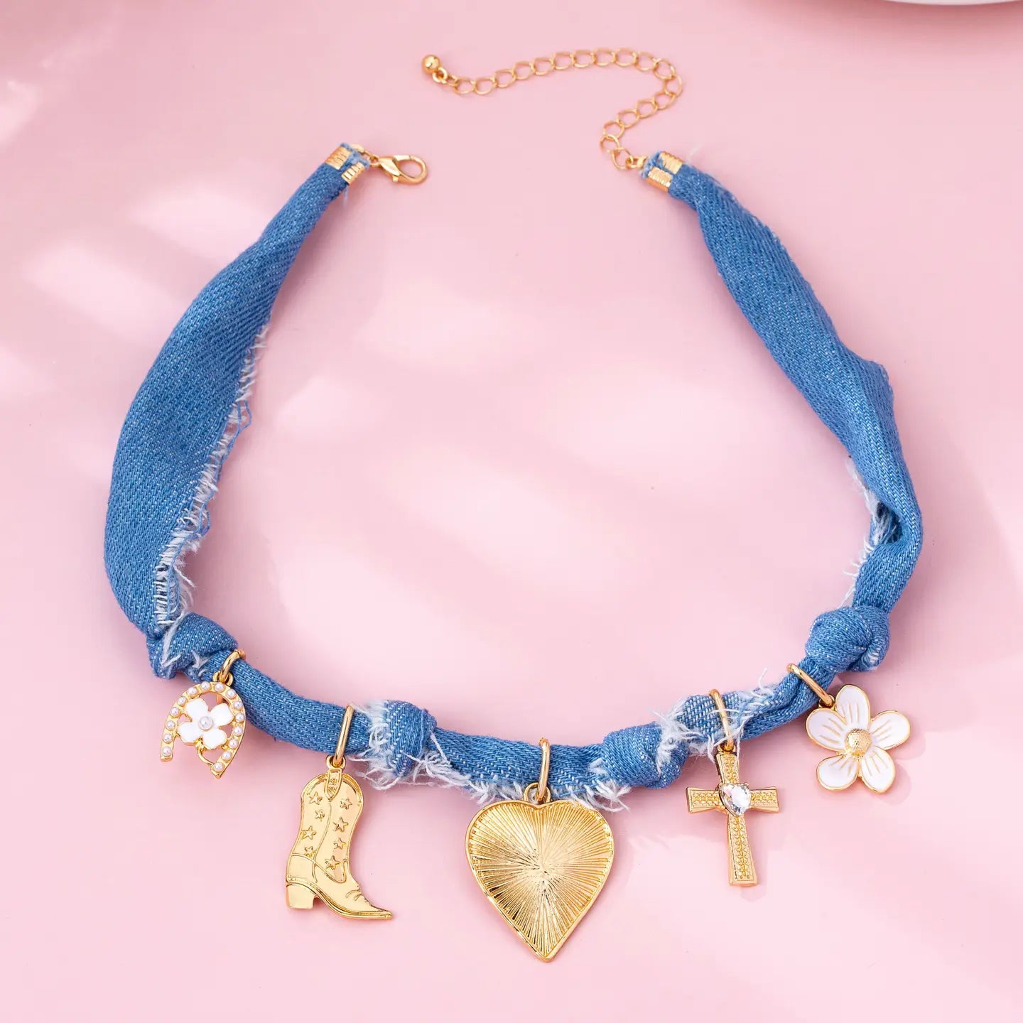 Western Denim Charm Necklace