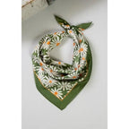 Silky Flower Green Bandana Scarf