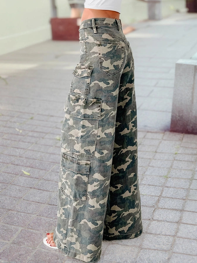 Camo Denim Cargo Pants