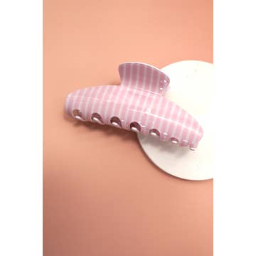 Pink Stripe Hair Claw Clip
