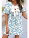 Bow Knot Bubble Sleeve Dress