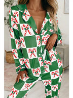 Holly Jolly Green Checkered Christmas Two-Piece Pajama Set