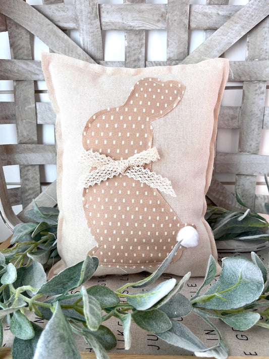 Lace Primitive Farmhouse Spring Bunny Pillow-SITTING BUNNY