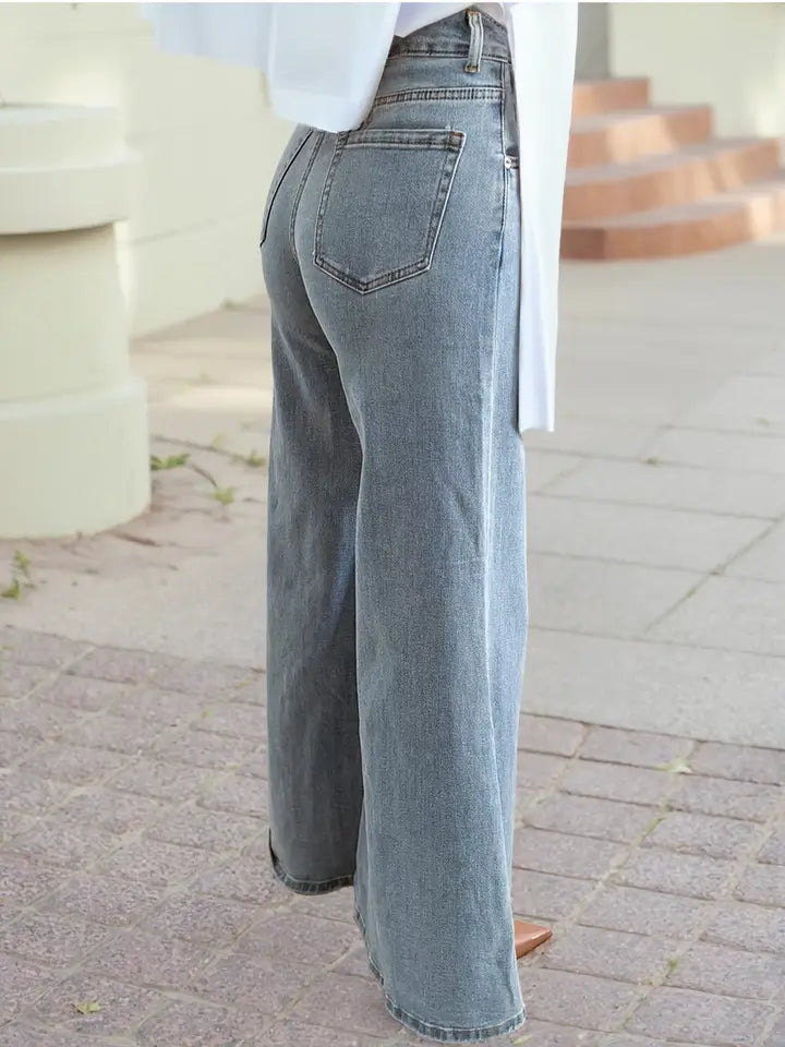 High Waist Button Zip Fly Bell Bottoms