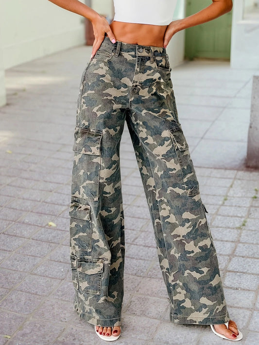 Camo Denim Cargo Pants