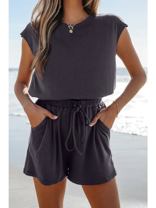 Knit Drawstring Romper