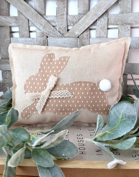 Lace Primitive Farmhouse Spring Bunny Pillow-LAYING BUNNY